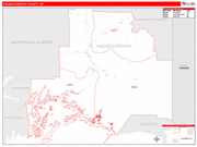 Valdez Cordova County Wall Map Red Line Style